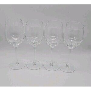 Pier 1 Angled Slanted Rim Crackle Wine Glasses Set of Four Pristine